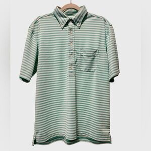 Donald Ross Mint Green & White Striped Golf Polo Shirt Men’s M